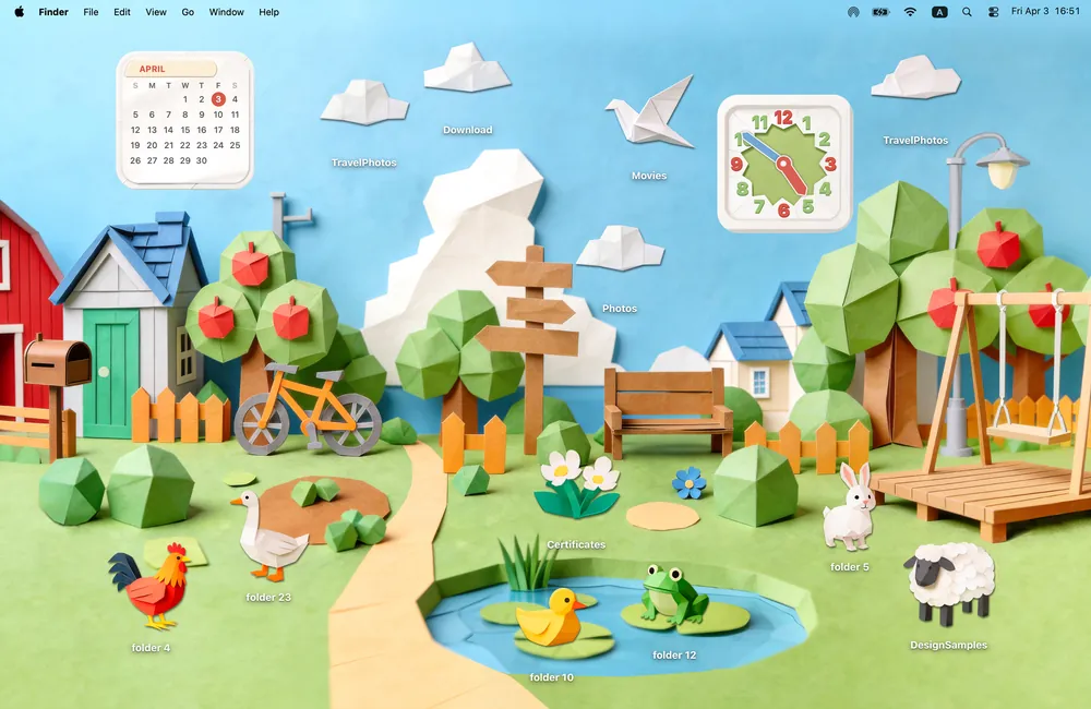 Paper Village cute macbook wallpapers with widgets